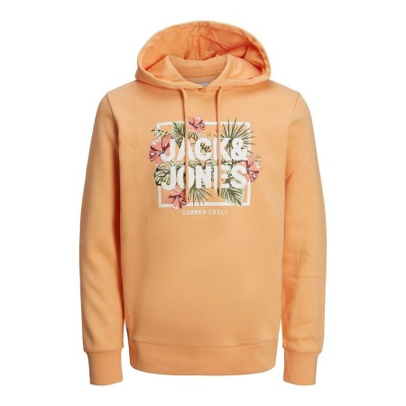 Felpa con Cappuccio Uomo Jack & Jones JJBECS SHAPE SWEAT HOOD 12225417 Arancio