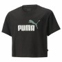 Maglia a Maniche Corte per Bambini Puma Logo Cropped Nero