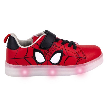 Scarpe Sportive con LED Spiderman Velcro Rosso