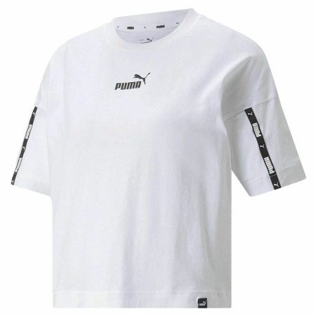 Maglia a Maniche Corte Donna Puma Power Tape Cropped Bianco