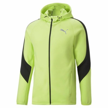 Felpa con Cappuccio Uomo Puma Evostripe Verde Zip intera