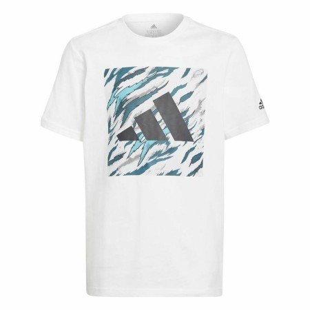 Maglia a Maniche Corte per Bambini Adidas Water Tiger Graphic Bianco