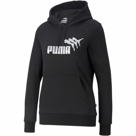 Felpa con Cappuccio Donna Puma Metallics Spark Nero