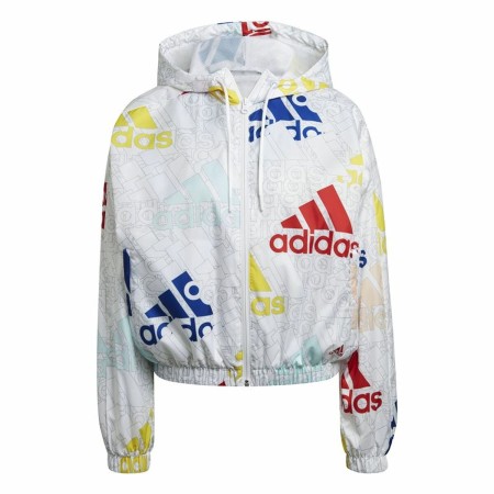 Giacca Sportiva da Donna Adidas Essentials Multi-Colored Logo Bianco