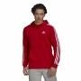 Felpa con Cappuccio Uomo Adidas Essentials Fleece 3 Stripes Rosso