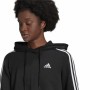 Felpa con Cappuccio Donna Adidas Essentials 3 Stripes Nero