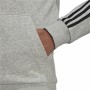 Felpa con Cappuccio Uomo Adidas Essentials 3 Stripes Grigio chiaro