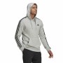 Felpa con Cappuccio Uomo Adidas Essentials 3 Stripes Grigio chiaro