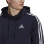 Felpa con Cappuccio Uomo Adidas Essentials 3 Stripes Blu Marino