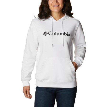 Felpa con Cappuccio Donna Columbia Logo Bianco