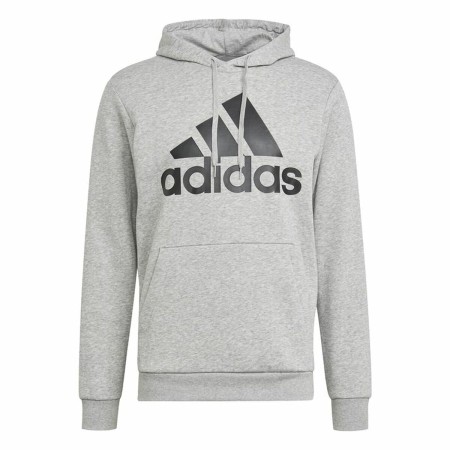 Felpa con Cappuccio Uomo Adidas Essentials Fleece Big Logo Grigio