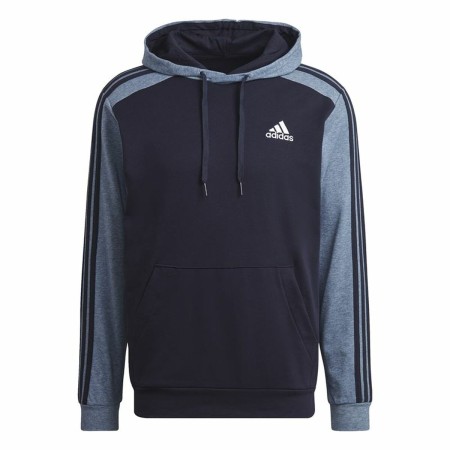 Felpa con Cappuccio Uomo Adidas Mélange French Terry Blu scuro