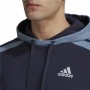 Felpa con Cappuccio Uomo Adidas Mélange French Terry Blu scuro