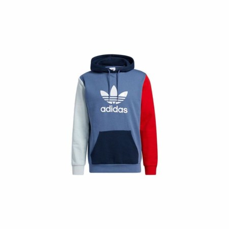 Felpa con Cappuccio Uomo Adidas Blocked Trefoil Azzurro