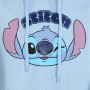 Felpa con Cappuccio Unisex Stitch Cute Face Azzurro