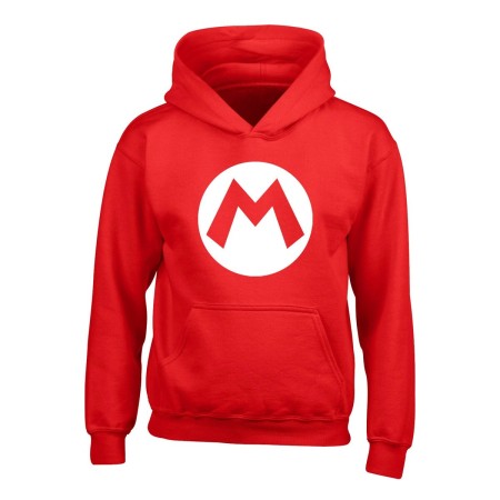 Felpa con Cappuccio Unisex Super Mario Badge Rosso