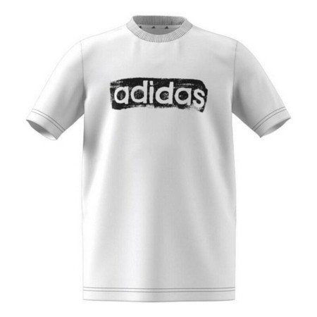 Maglia a Maniche Corte Bambino Adidas B G T2 GN1472 Bianco Cotone