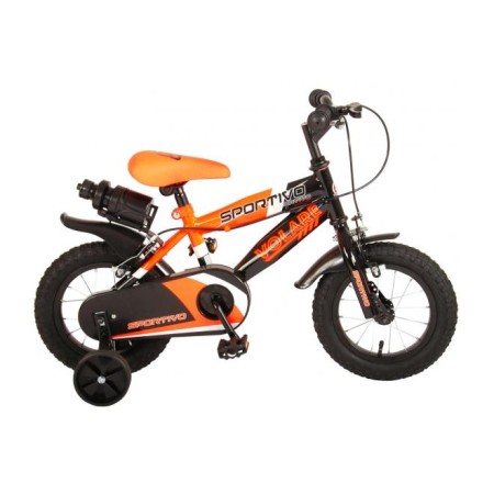 Bicicletta per bambini Volare Sportivo - Ragazzi - 12 pollici - Arancione neon nero - Due freni a mano - assemblata al 95%