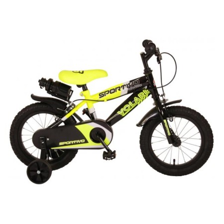 Bicicletta per bambini Volare Sportivo - Ragazzi - 14 pollici - Giallo neon nero - Due freni a mano - assemblata al 95%