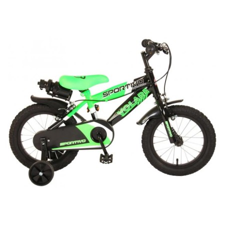 Bicicletta per bambini Volare Sportivo - Ragazzi - 14 pollici - Verde neon Nero - Due freni a mano - Assemblata al 95%