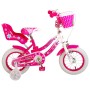 Bicicletta per bambini Volare Lovely - Ragazze - 12 pollici - Rosa Bianca - Due freni a mano