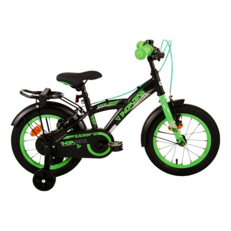 Volare Thombike Bicicletta per bambini - Ragazzi - 14 pollici - Nera Verde - Due freni a mano